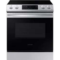 Samsung - 6.3 Cu. Ft. Front Control Slide-In Electric Range With Wi-Fi, Fingerprint Resistant - Stainless Steel