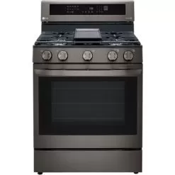 LG 5.8-Cu. Ft. Gas Convection Smart Range With AirFry And InstaView, Black Stainless Steel