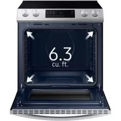 Samsung - 6.3 Cu. Ft. Front Control Slide-In Electric Range With Wi-Fi, Fingerprint Resistant - Stainless Steel -Appliance Shop 0489354b 3954 53e6 928e 916715f7f469