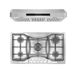 2 Piece Kitchen Appliances Packages Including 36" Gas Cooktop And 36" Under Cabinet Range Hood - 36"