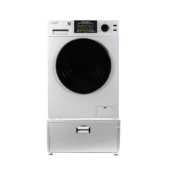 Equator 18lbs. Combination Washer Dryer-Sanitize, Allergen, Winterize, Vented/Ventless Dry & Laundry Pedestal With Drawer - White