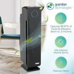 GermGuardian AC5300B Elite 28-inch 3-in-1 HEPA UV-C Tower Air Purifier - Black - Black -Appliance Shop 07087ca2 dc5e 421d 9afe e96598873696
