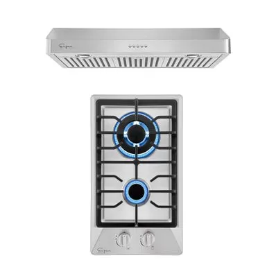 2 Piece Kitchen Appliances Packages Including 12" Gas Cooktop And 30" Under Cabinet Range Hood - Silver 3 2 Piece Kitchen Appliances Packages Including 12" Gas Cooktop And 30" Under Cabinet Range Hood - Silver