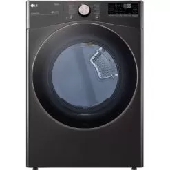LG - 7.4 Cu. Ft. Stackable Smart Electric Dryer With Steam And Built-In Intelligence - Black Steel