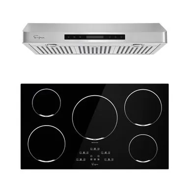2 Piece Kitchen Appliances Packages Including 36" Induction Cooktop And 36" Under Cabinet Range Hood - Black 3 2 Piece Kitchen Appliances Packages Including 36" Induction Cooktop And 36" Under Cabinet Range Hood - Black