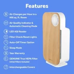 OVAL AIR 3-Stage H13 True HEPA 5-in-1 Air Purifier For Rooms Up To 600 Sq. Ft. Reduces Allergies, Asthma, Pets, Odor, Smoke - Dark Wood -Appliance Shop 11b15018 5d79 4102 be42 75125a0e7554