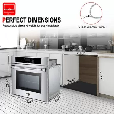 Gasland Chef 30" 4.8 Cu. Ft Single Electric Wall Oven In Stainless Steel With 8 Cooking Functions, CSA Certified - Stainless Steel 11 Gasland Chef 30" 4.8 Cu. Ft Single Electric Wall Oven In Stainless Steel With 8 Cooking Functions, CSA Certified - Stainless Steel - Image 9