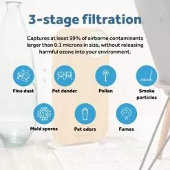 OVAL AIR 3-Stage H13 True HEPA 5-in-1 Air Purifier For Rooms Up To 600 Sq. Ft. Reduces Allergies, Asthma, Pets, Odor, Smoke - Silver -Appliance Shop 12f6a4d0 45d2 4884 89d3 b0b3d8f828ab