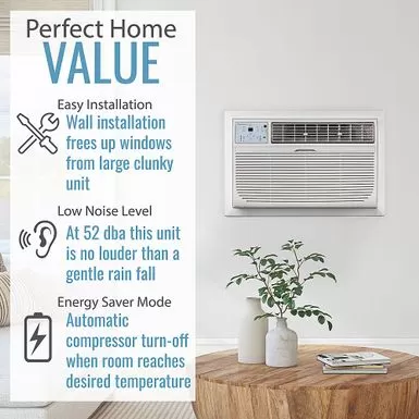 Keystone - Energy Star 8,000 BTU 115V Through-the-Wall Air Conditioner With Follow Me LCD Remote Control - White 5 Keystone - Energy Star 8,000 BTU 115V Through-the-Wall Air Conditioner With Follow Me LCD Remote Control - White - Image 3