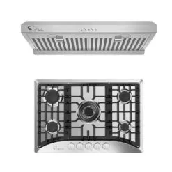 2 Piece Kitchen Package With 30" Gas Cooktop & 30" Ductless Under Cabinet Range Hood - N/A - Silver