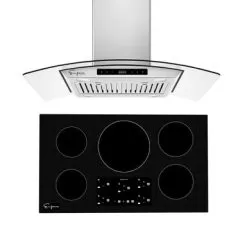 2 Piece Kitchen Package With 36" Induction Cooktop & 36" Ducted Island Range Hood - Silver