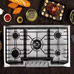 Empava 36" Recessed Gas Stove Cooktop With 5 Italy SABAF Sealed Burner NG/LPG Convertible In Stainless Steel - Silver