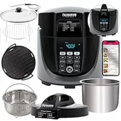 NuWave Duet Electric Pressure Cooker & Air Fryer Combo, 450 IN 1 Slow Cooker & Grill With Integrated Digital Temp Probe, 6qt SS Pot, Adjustable High/Low Pressure, Built-in Sure-Lock Safety Tech