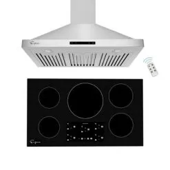 2 Piece Kitchen Package With 36" Induction Cooktop & 36" Ducted Wall Mount Range Hood - Silver