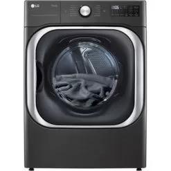LG - 9.0 Cu. Ft. Stackable Smart Electric Dryer With Steam And Built-In Intelligence - Black Steel