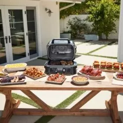 Ninja - Woodfire ProConnect Premium XL Outdoor 7-in-1 Grill & Smoker, App Enabled, Air Fryer, 2 Built-In Thermometers - Blue -Appliance Shop 2c558a0a 7f61 50a9 a384 7fd5f2a6ea24