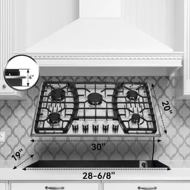 30 In. Gas Cooktop,Stainless Steel Gas Cooktop,NG/LPG Convertible Gas Burners - Silver 15 30 In. Gas Cooktop,Stainless Steel Gas Cooktop,NG/LPG Convertible Gas Burners - Silver - Image 13