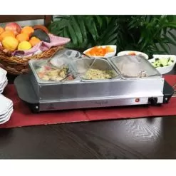 MegaChef Buffet Server & Food Warmer With 3 Sectional Trays - Electric - 3 - Silver -Appliance Shop 31ed3eae 8b2b 48fd b877 c4cf658a365b