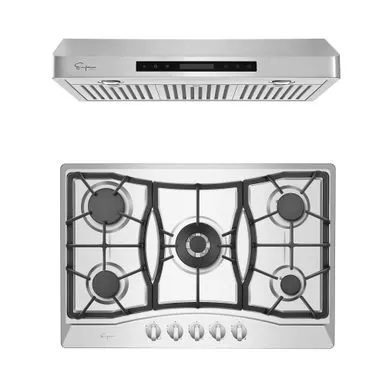 2 Piece Kitchen Appliances Packages Including 30" Gas Cooktop And 30" Under Cabinet Range Hood - Silver 3 2 Piece Kitchen Appliances Packages Including 30" Gas Cooktop And 30" Under Cabinet Range Hood - Silver