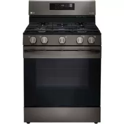 LG 5.8-Cu. Ft. Gas Convection Smart Range With AirFry, Black Stainless Steel