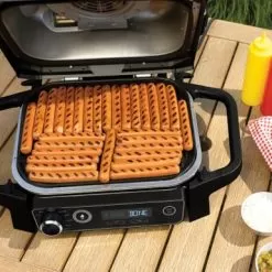 Ninja - Woodfire Outdoor Grill & Smoker, 7-in-1 Master Grill, BBQ Smoker, & Outdoor Air Fryer With Woodfire Technology - Grey -Appliance Shop 376e7dba 6227 5c4e 8999 277c6101c9af