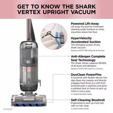 Shark - Vertex DuoClean PowerFin Upright Vacuum With Powered Lift-Away And Self-Cleaning Brushroll - Rose Gold 14 Shark - Vertex DuoClean PowerFin Upright Vacuum With Powered Lift-Away And Self-Cleaning Brushroll - Rose Gold - Image 12