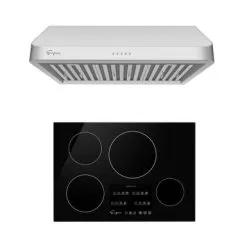 2 Piece Kitchen Package With 30" Induction Cooktop & 30" Ducted Under Cabinet Range Hood - N/A - Silver