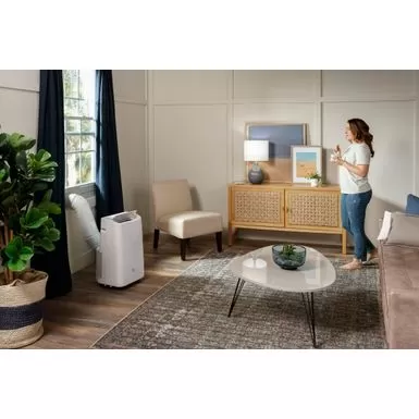 GE - 350 Sq. Ft. 10,000 BTU Portable Air Conditioner With Remote - White 5 GE - 350 Sq. Ft. 10,000 BTU Portable Air Conditioner With Remote - White - Image 3