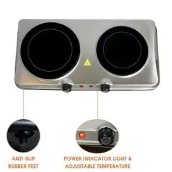 MegaChef Portable Dual Vitro-Ceramic Infrared Cooktop - Hot Plate - 2 - Silver -Appliance Shop 4618c048 6a4f 4791 bfeb 7445b74a3cb4