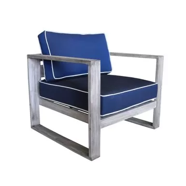 Mamaroneck Grey Teak Outdoor Club Chair With Cushions By Havenside Home - Navy 3 Mamaroneck Grey Teak Outdoor Club Chair With Cushions By Havenside Home - Navy