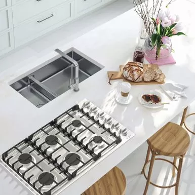 36-in Built-in Gas Cooktop With 6 Sealed Burners In Stainless Steel - LPG Convertible - 18,000-BTUs Power Burner - Silver 6 36-in Built-in Gas Cooktop With 6 Sealed Burners In Stainless Steel - LPG Convertible - 18,000-BTUs Power Burner - Silver - Image 4