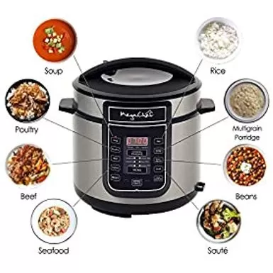 Megachef Digital Pressure Cooker, Silver, 6 Quart 4 Megachef Digital Pressure Cooker, Silver, 6 Quart - Image 2