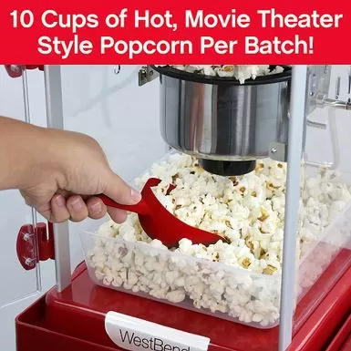 WestBend - 2.5-Ounce Popcorn Cart Popcorn Popper Machine - Red 9 WestBend - 2.5-Ounce Popcorn Cart Popcorn Popper Machine - Red - Image 7