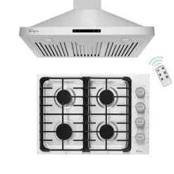 2 Piece Kitchen Appliances Packages Including 30" Gas Cooktop And 36" Wall Mount Range Hood - 30"