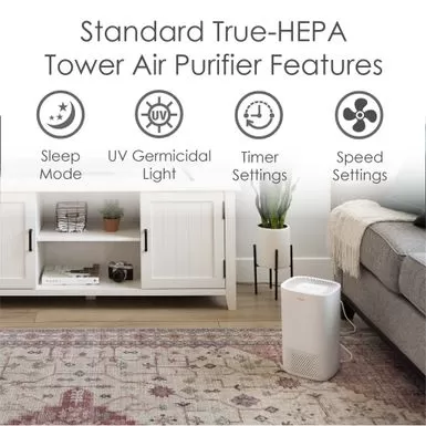Crane True HEPA Air Purifier With UV Light For Rooms Up To 250 Sq. Ft. - White 5 Crane True HEPA Air Purifier With UV Light For Rooms Up To 250 Sq. Ft. - White - Image 3