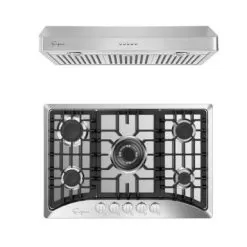 2 Piece Kitchen Appliances Packages Including 30" Gas Cooktop And 30" Under Cabinet Range Hood - 30"