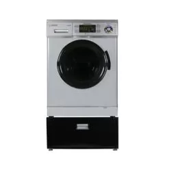Equator Compact 13 Lbs Combination Washer Dryer Vented/Ventless Dry + Laundry Pedestal With Drawer - Silver