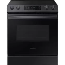Samsung 6.3-Cu. Ft. Front Control Slide-In Electric Range With Convection, Brushed Black
