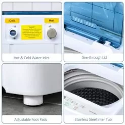 HOMCOM 2-In-1 Washing Machine And Spin Dryer, Automatic Portable Washer With Wheels, 10 Lb. Capacity - 18" X 18.5" X 32.75" - 18" X 18.5" X 32.75" - White -Appliance Shop 6c59935a 7cb4 4e1e a4f7 5e5b6c40e11f
