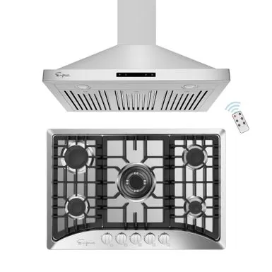 2 Piece Kitchen Package With 30" Gas Cooktop And 30" Wall Mount Range Hood - Stainless Steel 3 2 Piece Kitchen Package With 30" Gas Cooktop And 30" Wall Mount Range Hood - Stainless Steel