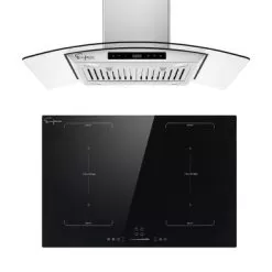 2 Piece Kitchen Appliances Packages Including 30" Induction Cooktop And 36" Island Range Hood - Black