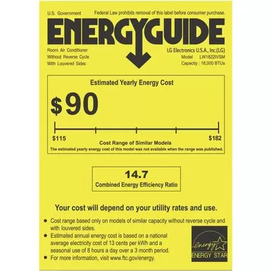 LG 18,000 BTU Window Air Conditioner With Inverter, 230V 8 LG 18,000 BTU Window Air Conditioner With Inverter, 230V - Image 6