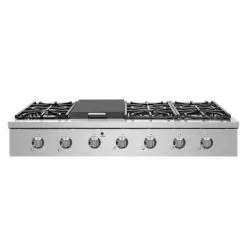 48 In. Professional Style Cooktop Stainless Steel With 6-Burners And With Griddle - Silver