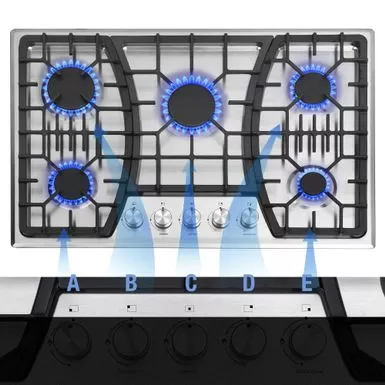 30 In. Gas Cooktop,Stainless Steel Gas Cooktop,NG/LPG Convertible Gas Burners - Silver 3 30 In. Gas Cooktop,Stainless Steel Gas Cooktop,NG/LPG Convertible Gas Burners - Silver