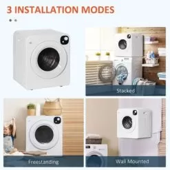 HOMCOM Compact Laundry Dryer Machine, 1300W, 3.22 Cu. Ft. Electric Portable Clothes Dryer With 7 Drying Modes - 23.5" X 20" X 27.5" - White -Appliance Shop 776824ab c49b 48fc 8f4d 98c223dbdd17