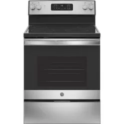 GE - 5.3 Cu. Ft. Freestanding Electric Range With Self-cleaning - Stainless Steel