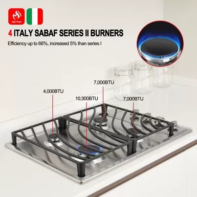 Gasland Chef 30" Built-in Gas Cooktop Stainless Steel 4 Italy Sabaf Burner NG/LPG Convertible Gas Stovetop - Black 5 Gasland Chef 30" Built-in Gas Cooktop Stainless Steel 4 Italy Sabaf Burner NG/LPG Convertible Gas Stovetop - Black - Image 3