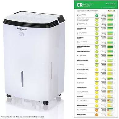 Honeywell - 70 Pint Dehumidifier - White 3 Honeywell - 70 Pint Dehumidifier - White