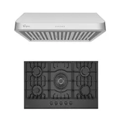 2 Piece Kitchen Package With 30" Gas Cooktop & 30" Ducted Under Cabinet Range Hood - N/A - Silver