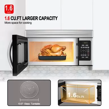 Gasland Chef 30 Inch Over-the-Range Microwave Oven With 1.6 Cu. Ft. Capacity, 1000 Watts, 300 CFM In Stainless Steel,Easy Clean - Stainless Steel 7 Gasland Chef 30 Inch Over-the-Range Microwave Oven With 1.6 Cu. Ft. Capacity, 1000 Watts, 300 CFM In Stainless Steel,Easy Clean - Stainless Steel - Image 5